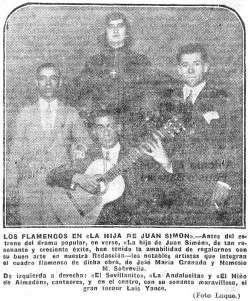 La Andalucita y otros artistas de La hija de Juan Simón (Heraldo de Madrid, 31-5-1930)