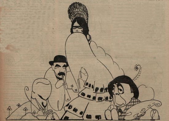 Caricatura de Pastora, Falla, Martínez Sierra y Néstor, por Bagaría (España, 16-4-1915).