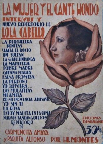 Portada del volumen La mujer y el cante hondo. Librito dedicado a Lola Cabello por Hermenegildo Montes.