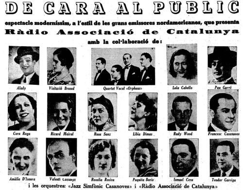 Publicidad de la emisión de cara al público de Radio Cataluña (L'Instant, 21-6-1935).