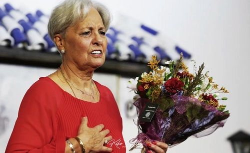 Tina Pavón, al recibir el reconocimiento. Foto: Kiko Valle. 