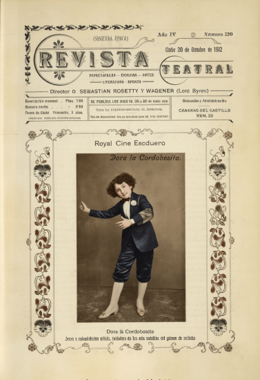 Dora la Cordobesita, en portada de la Revista Teatral, 30-10-1912.
