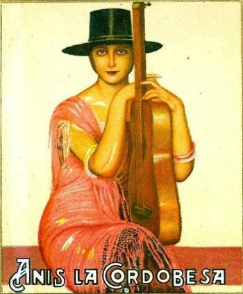 Dora la Cordobesita, por Romero de Torres, en las etiquetas del anís La Cordobesa.
