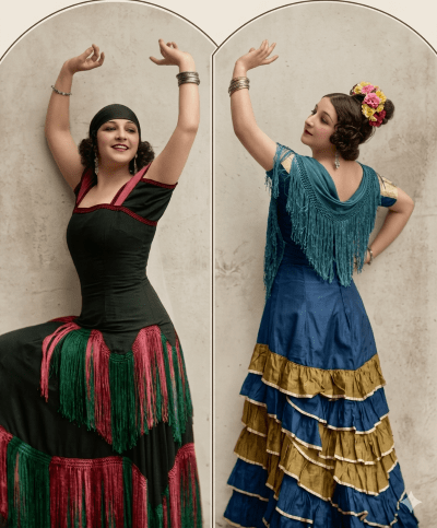 Dos imágenes de Dora la Cordobesita en pose de baile (Mundo Gráfico, 1-4-1925, p. 9).